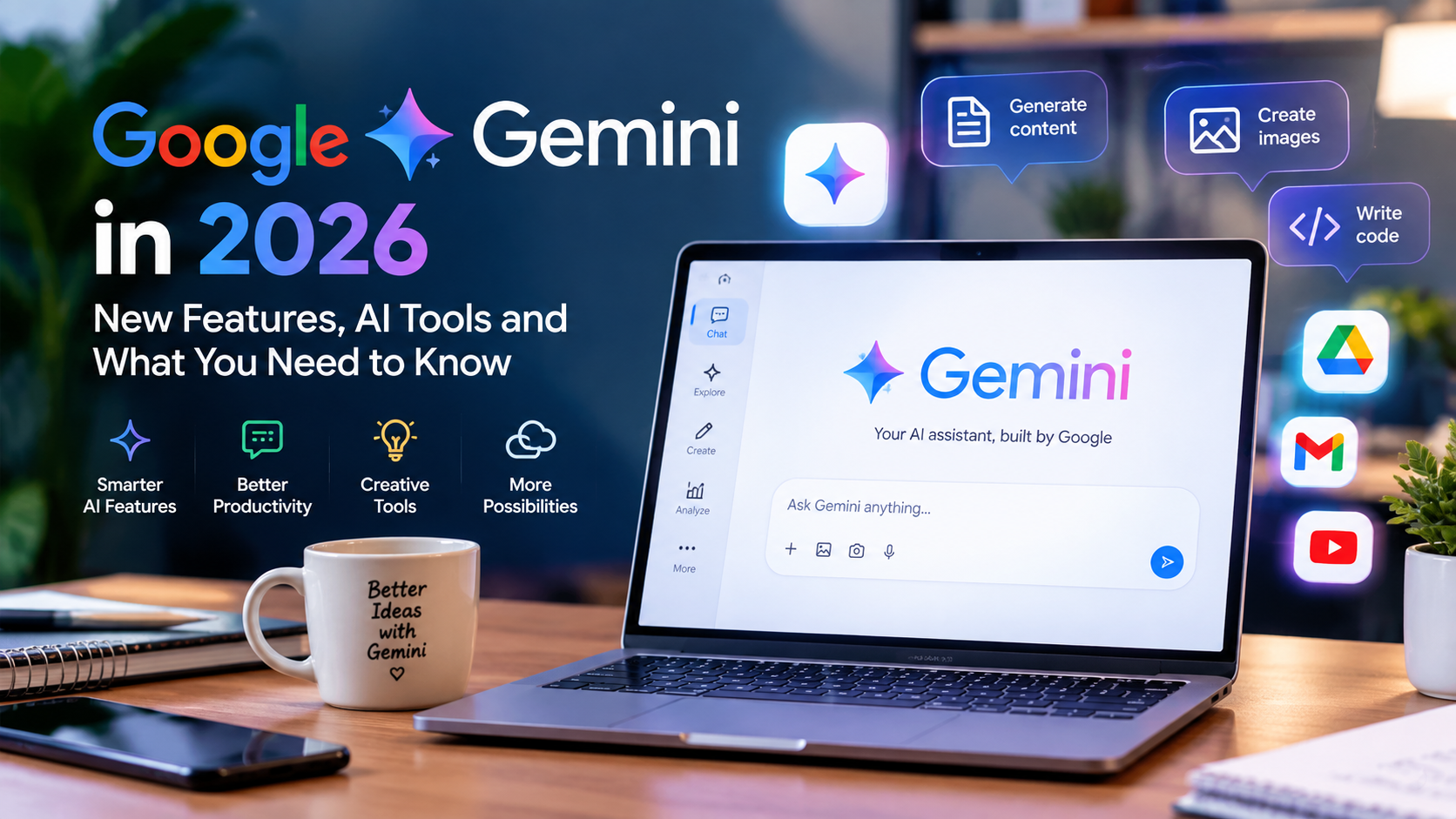Google Gemini in 2026 with new AI features and productivity tools